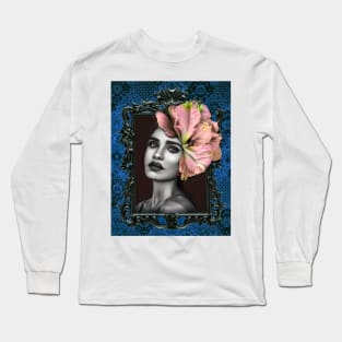 Pink and Blue Ladies Fine Art HomeDecor Wall Art Digital Prints Artwork Illustration Fine Long Sleeve T-Shirt